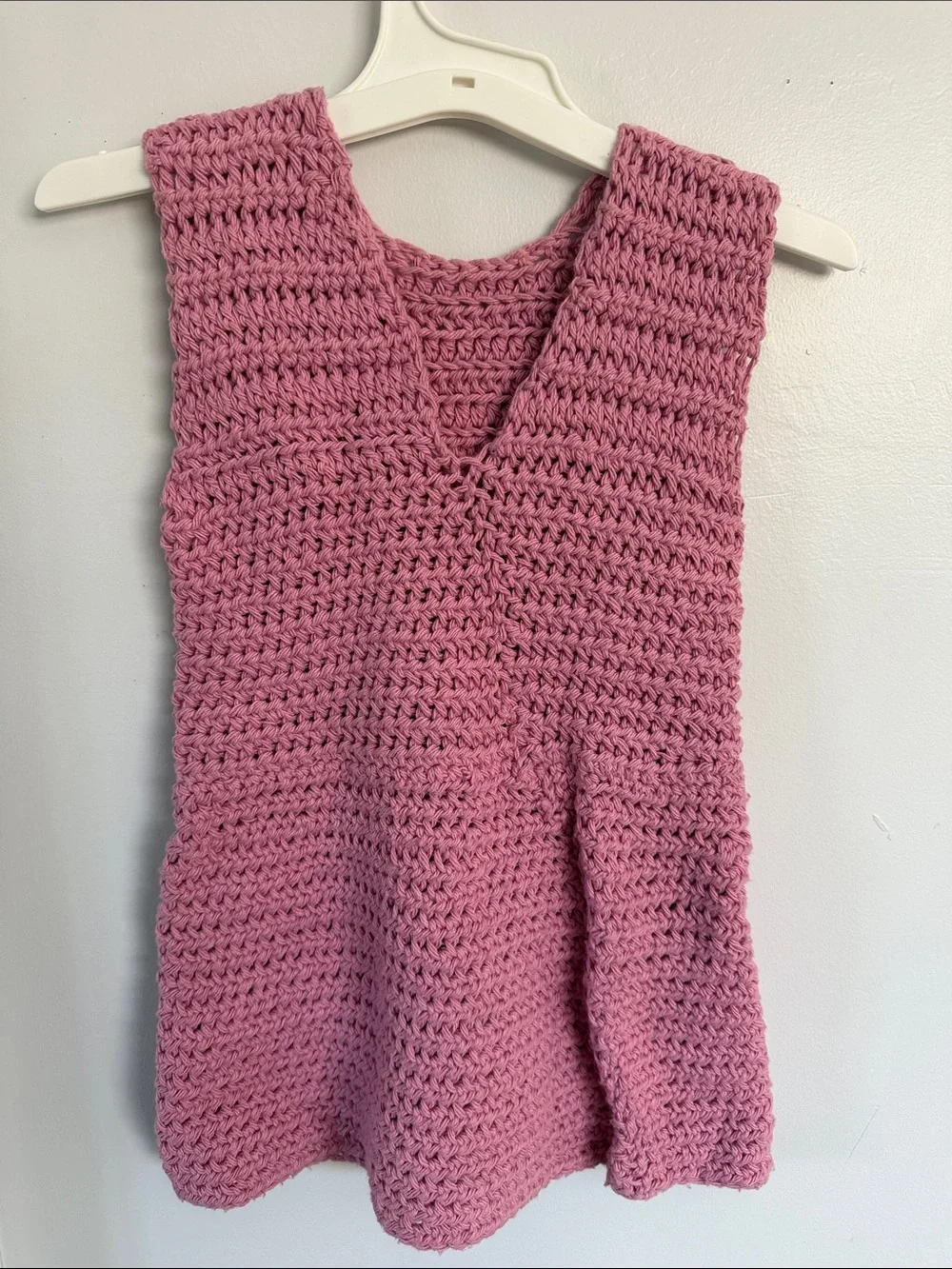 Handmade Crochet Sleeveless Dress in Dusty Rose